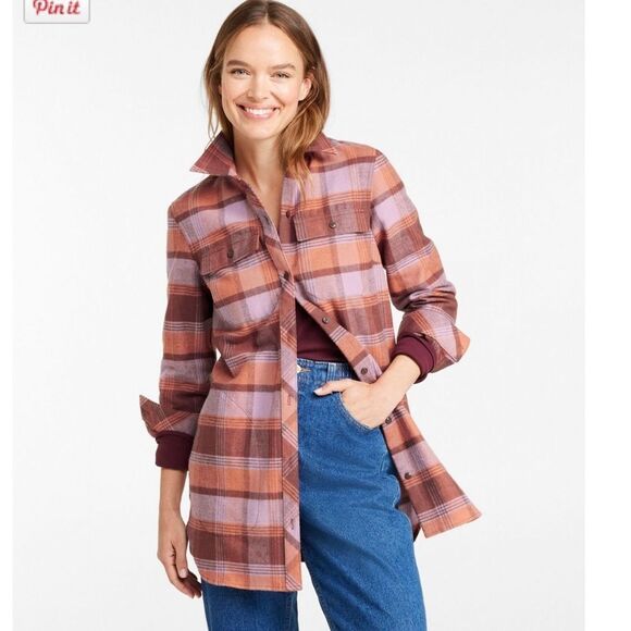L.L. Bean Pink and Brown Plaid Button Down Shirt - Picture 2 of 8